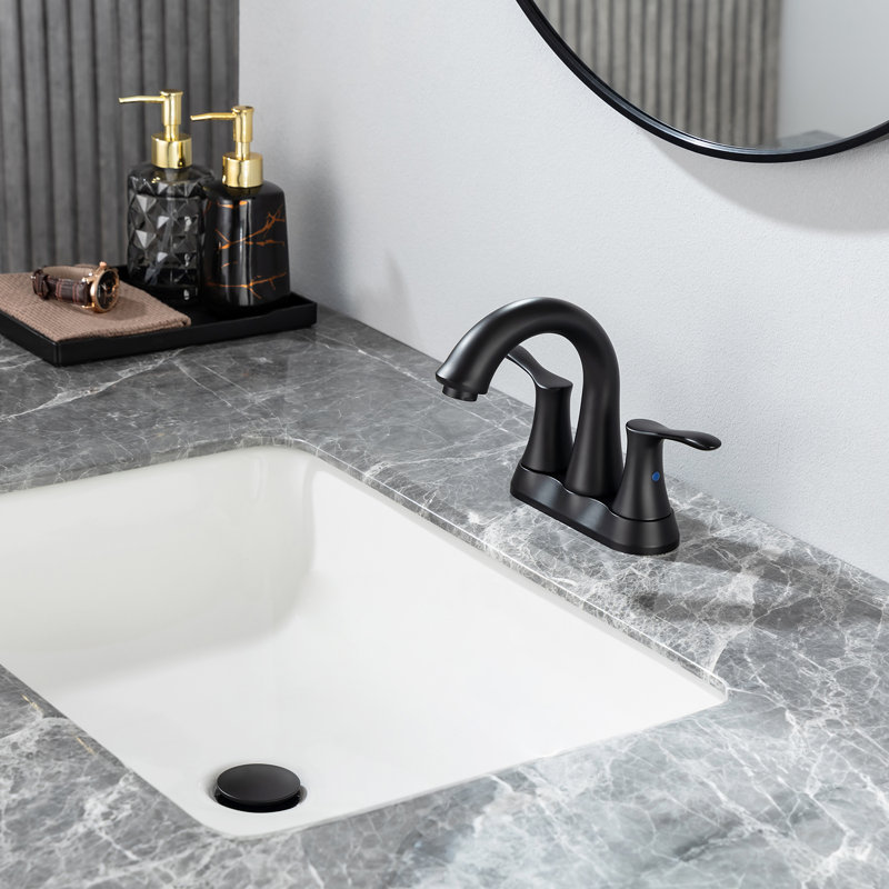 Centerset 2-handle Bathroom Faucet with Drain Assembly, Matte Black