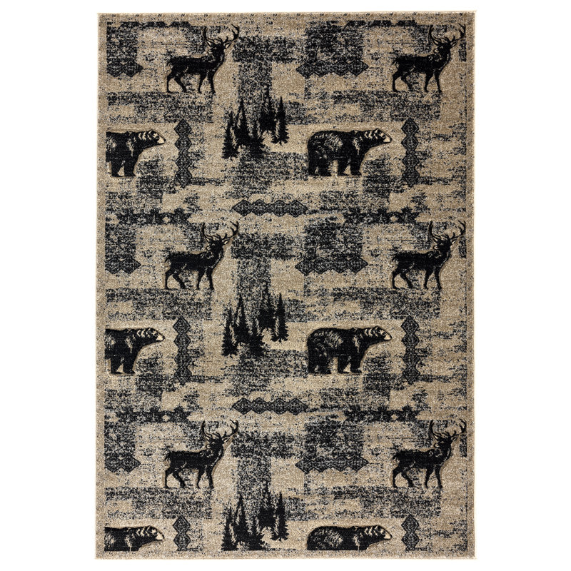 Tapis beige / noir Shryock, Rectangle 8 pi 1 po x 10 pi 5 po