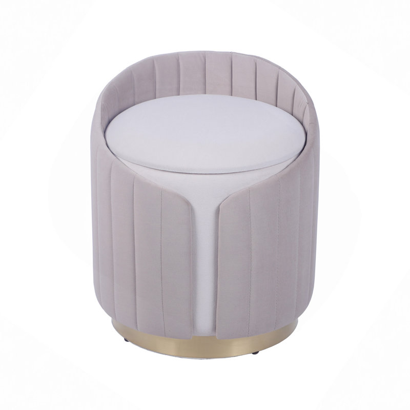 Repose-pieds deux tons avec rangement ou tabouret de coiffeuse, Taupe