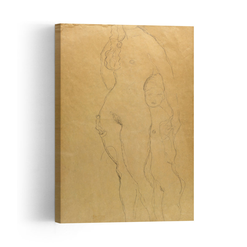 Tableau abstrait contemporain Mère et Fille, H 36 po x l 24 po