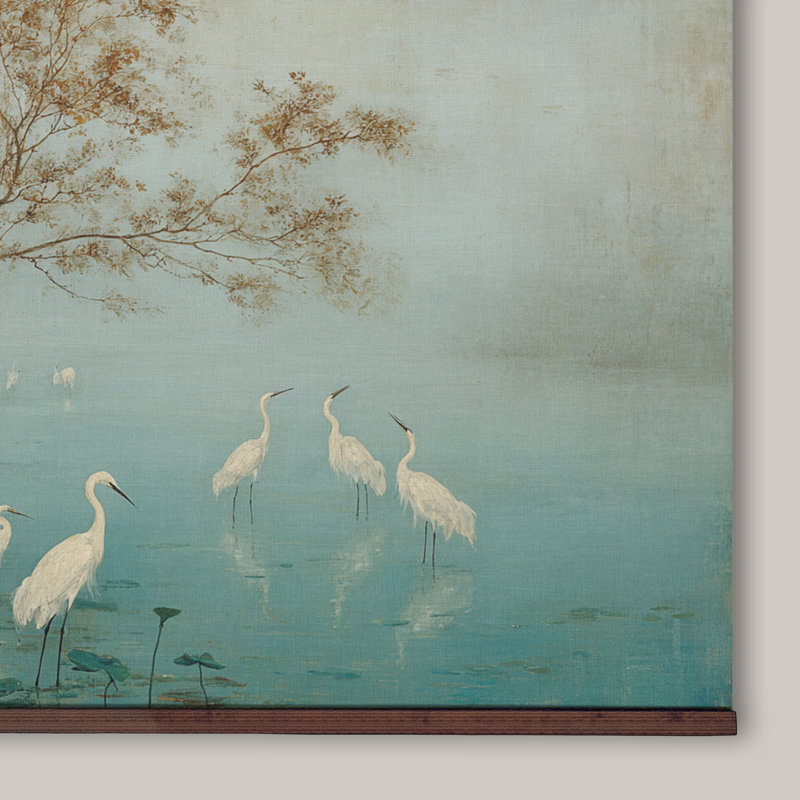 «Herons by the Lake», art mural sur toile, H 32 po x l 48 po