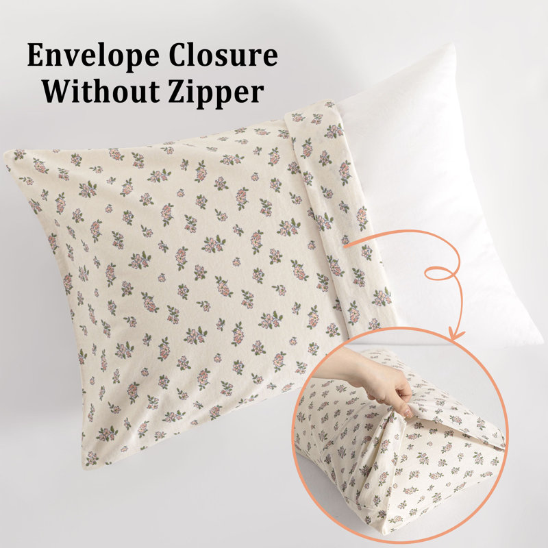 Toddler Pillowcase - Jersey Cotton Crib Size, Cream Floral 2