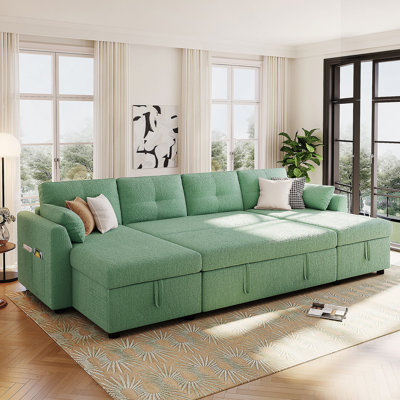 U-Shaped Sectional Sleeper Sofa With Storage And USB Ports For Modern Living Rooms