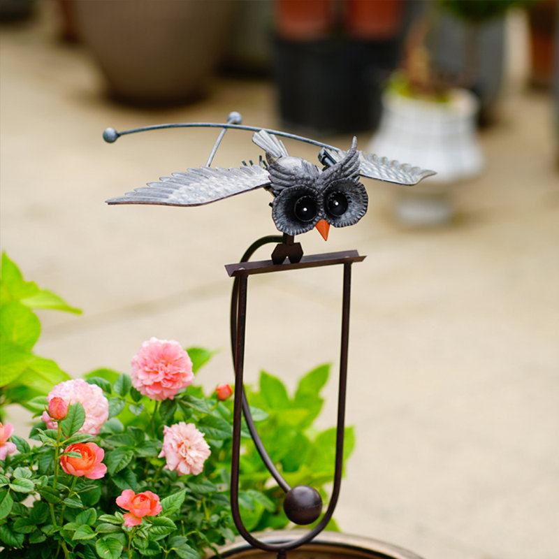Wind Spinners pour hibou de jardin en métal