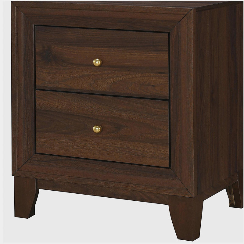 Anza Walnut 2-drawer Nightstand Bedside Table