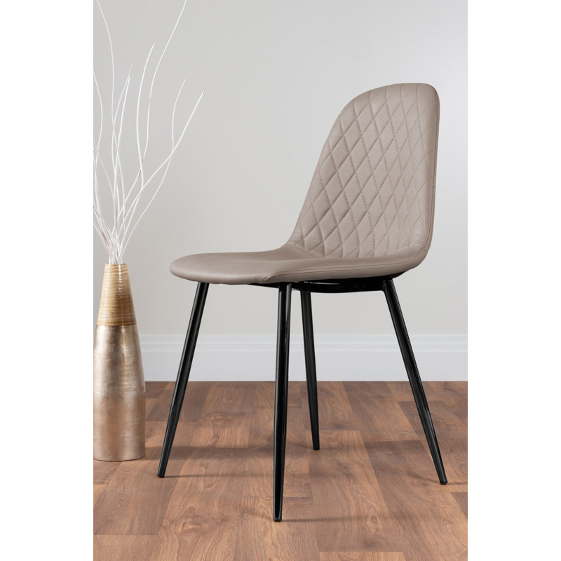 Edzard Pedestal High Gloss Dining Table Set with 6 Faux Leather Dining Chairs, Cappuccino, Black