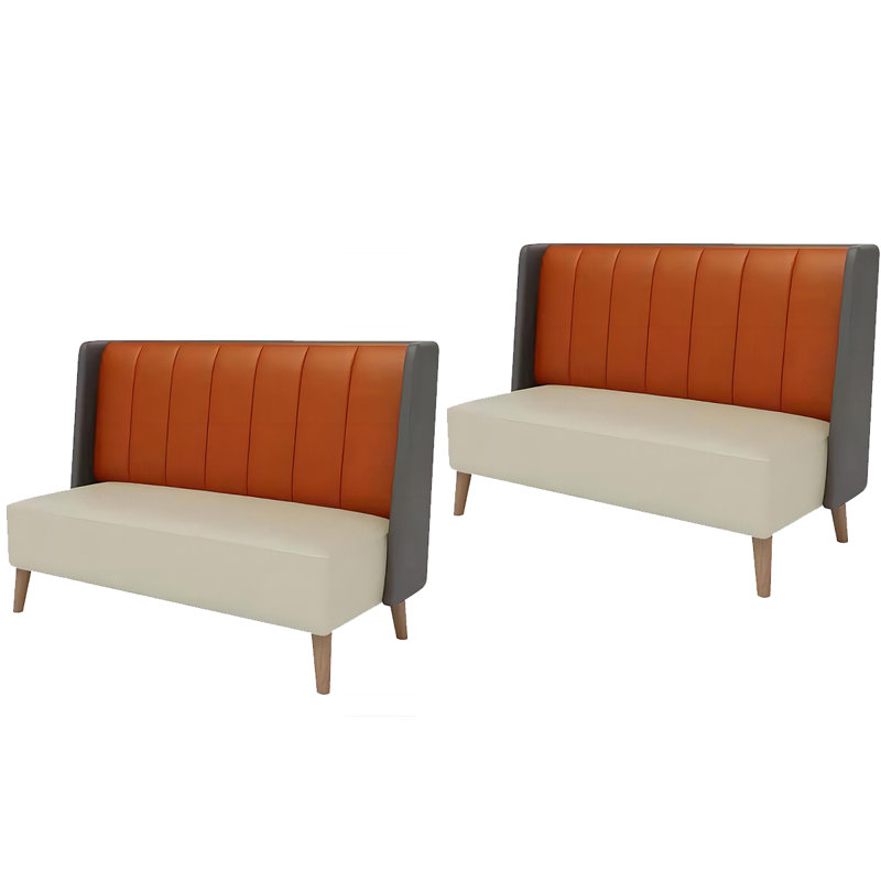 Ensemble de 2 banquettes restaurant en similicuir, Orange / gris / beige