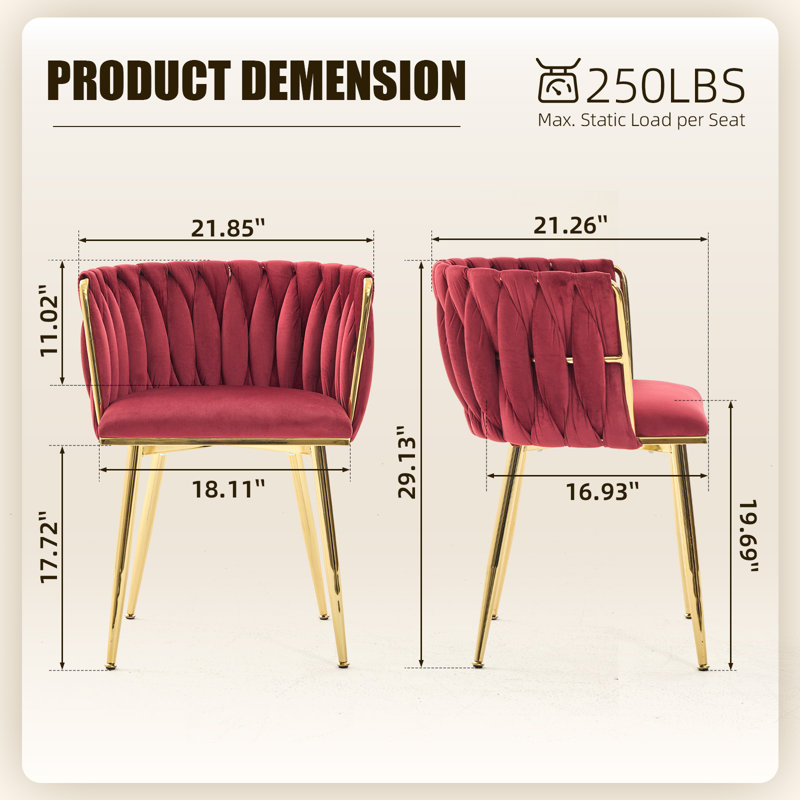 Landreneau Dining Chairs, Wine Red