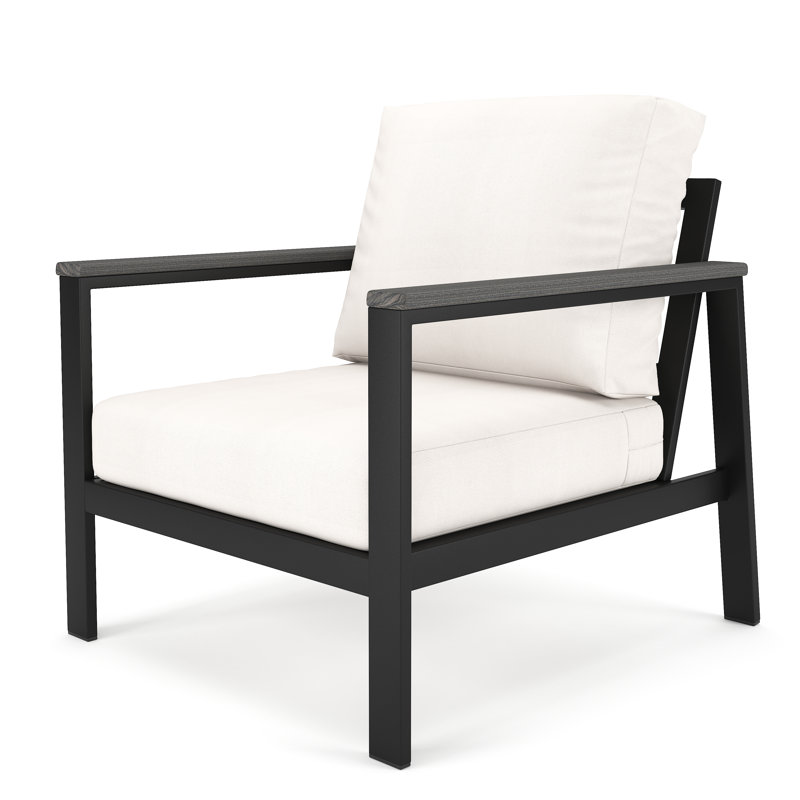 Chaise longue d'extérieur avec coussins Sunbrella® Townsend, Tissu argenté Sunbrella, None, Non