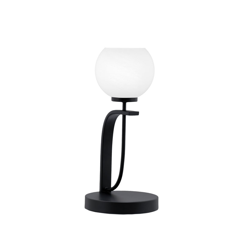 Lampe d'appoint Basnti Cavella, fini noir mat avec verre à bulles de 5,75 po, Blanc