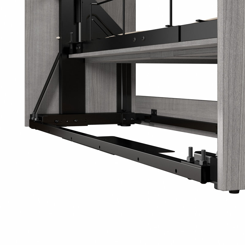 Arlex Bed with Storage Unit with Drawers and Doors, Platinum Gray, Full