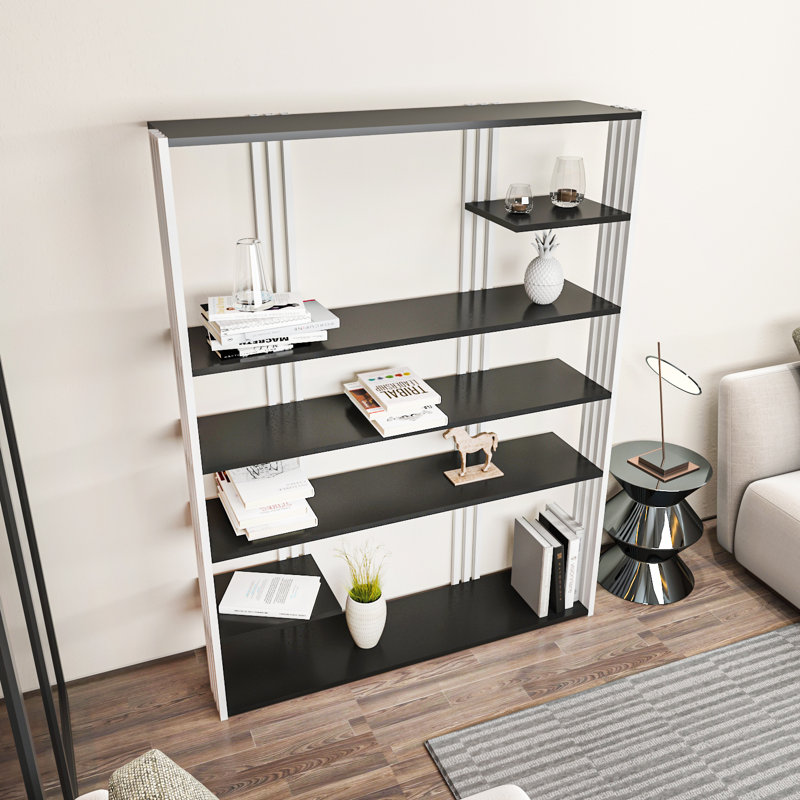 Lakayla 160cm H x 120cm W Corner Bookcase, Grey/White