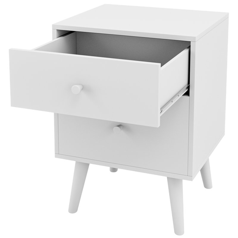 45 cm W Bedside Table, White