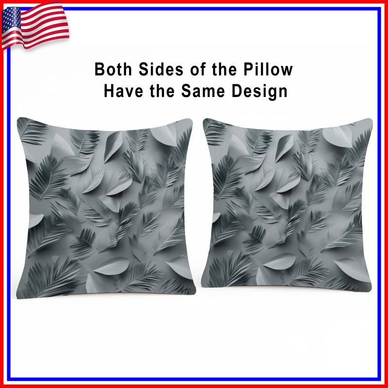 Coussins décoratifs à feuilles de palmier monochromes, 16 po x 16 po