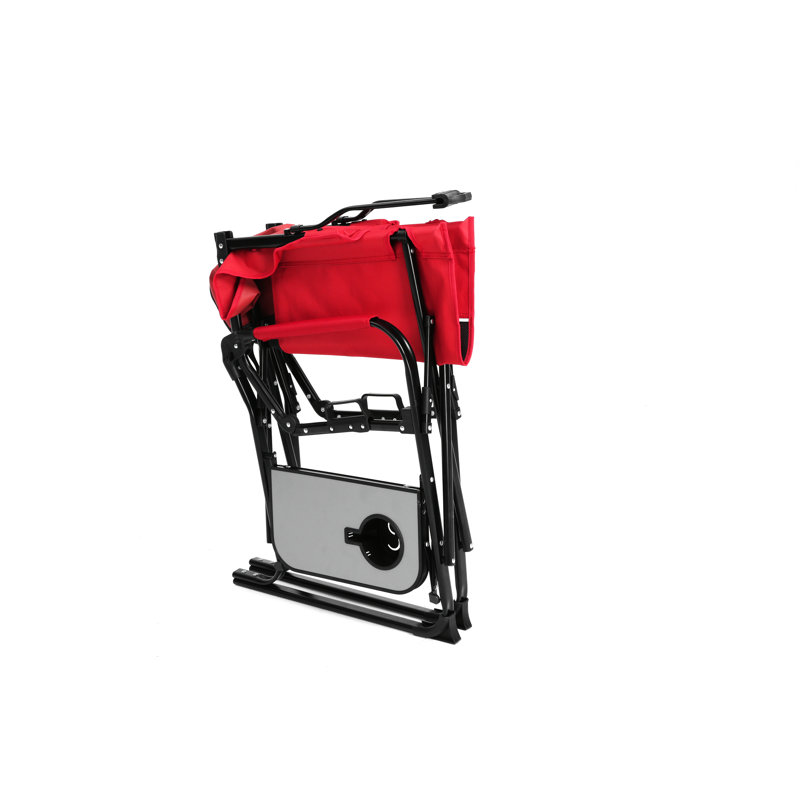 Heavy Duty Camping Directors Chair - Oversized Portable Folding With Side Table For Fishing Red Tailgating, Red