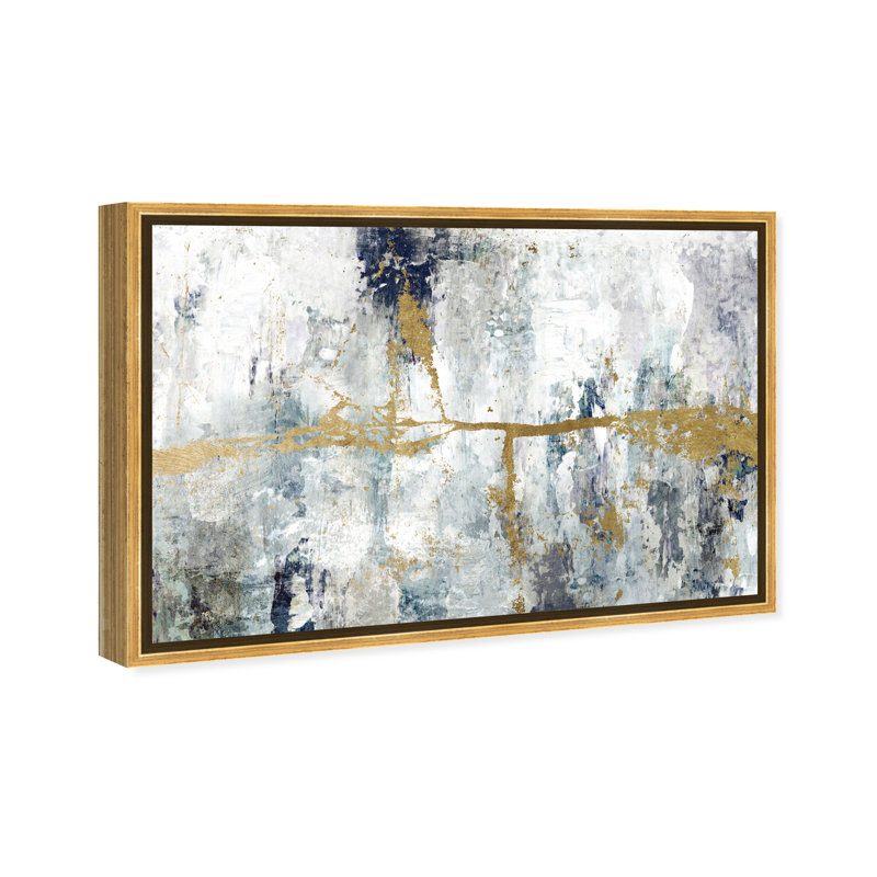 Abstract Ocean Divide - Impression sur toile, Cadre flottant doré, H 24 po x l 36 po