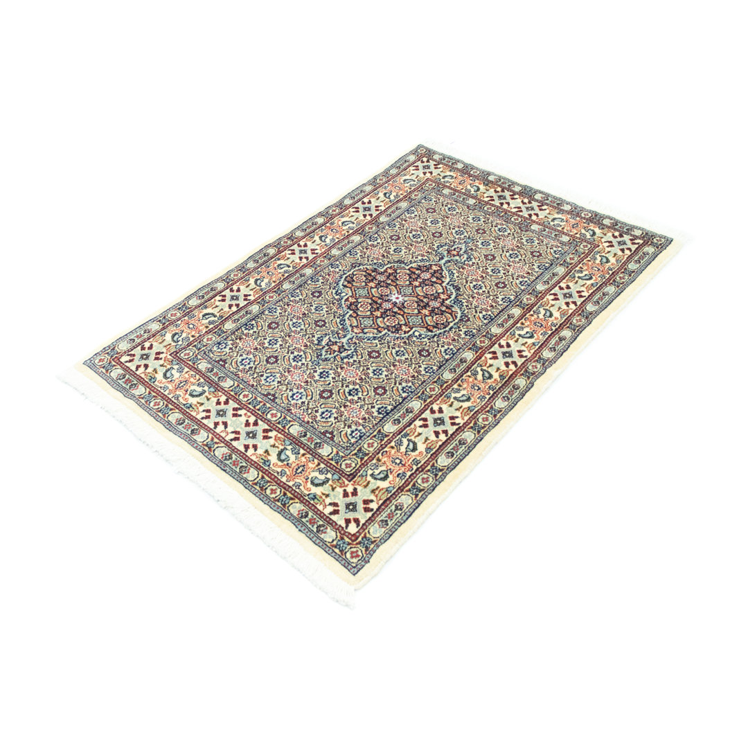 Hand Knotted Wool and Silk Beige/Blue/Orange Indoor/Outdoor Rug