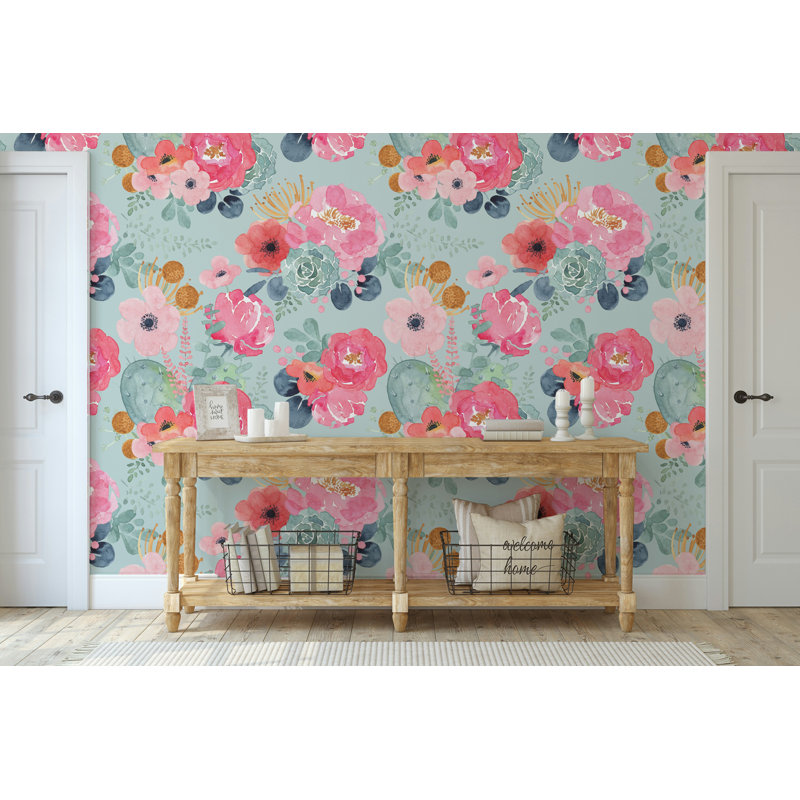 Floral Wall Mural, 75" W x 112" L
