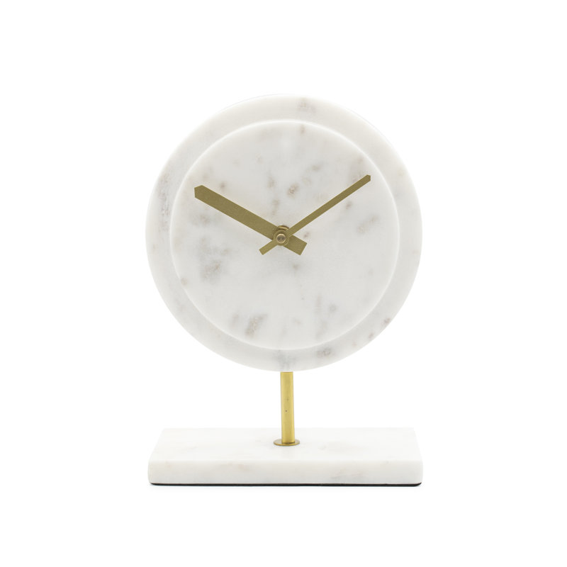 Modern & Contemporary No Time Display Type Stone Quartz Movement / Crystal Tabletop Clock, Natural Marble