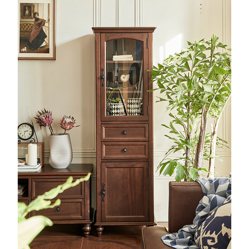 Simple American Country All Solid Wood Furniture Tall Cabinet Display Case