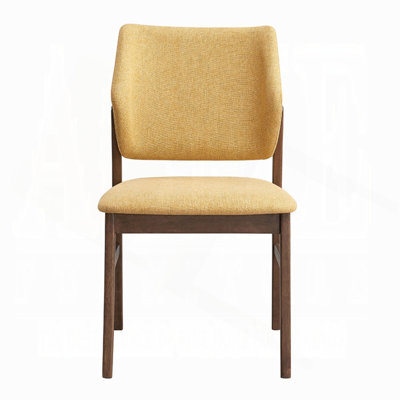 Ensemble de 2 chaises de salle à manger de style campagnard avec finition noyer et jaune