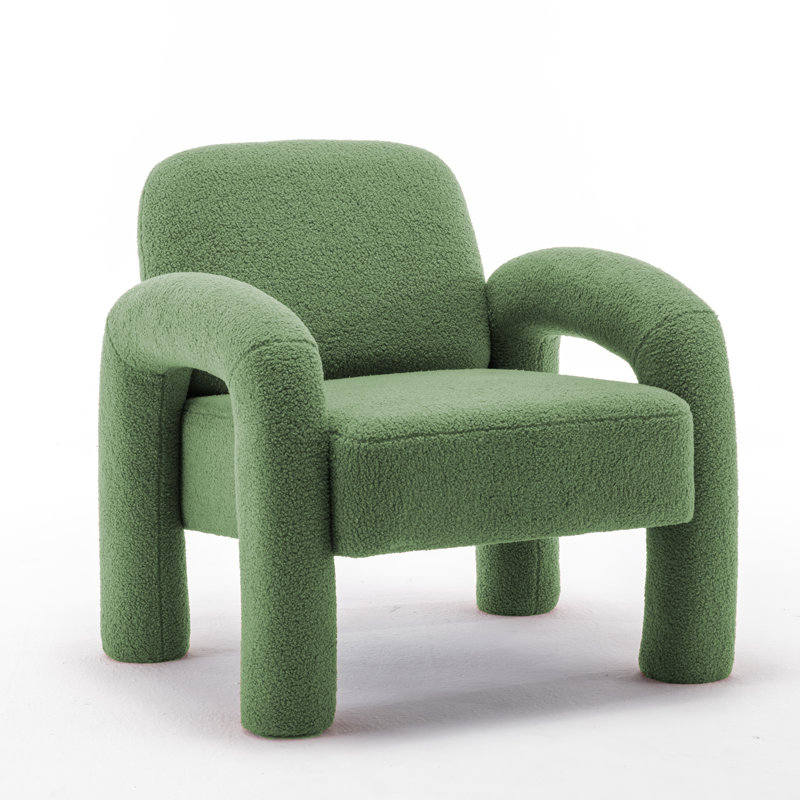 Upholstered Armchair, Green Polyester