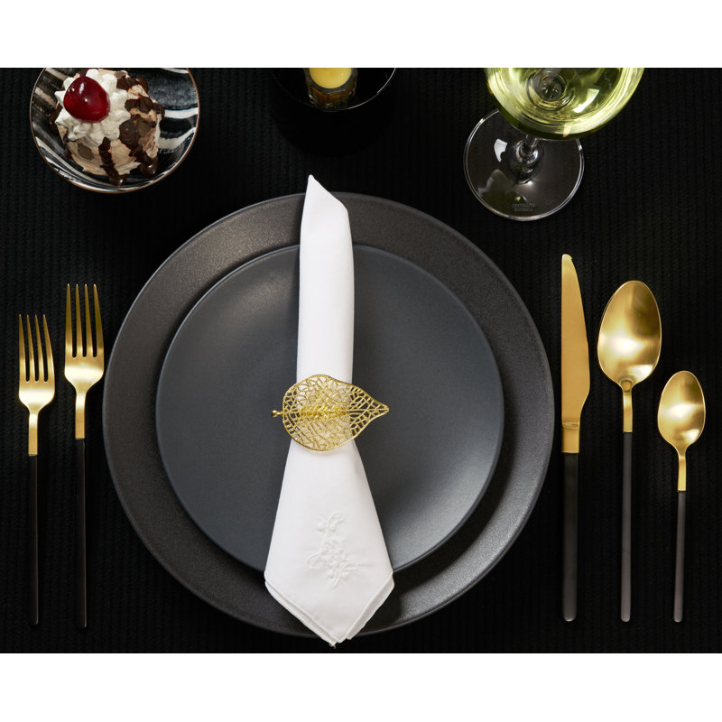 Rond de serviette Feuille, Doré
