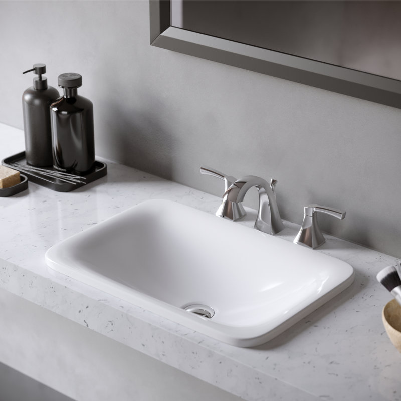 Robinet de salle de bain à large entraxe avec bonde, Chrome