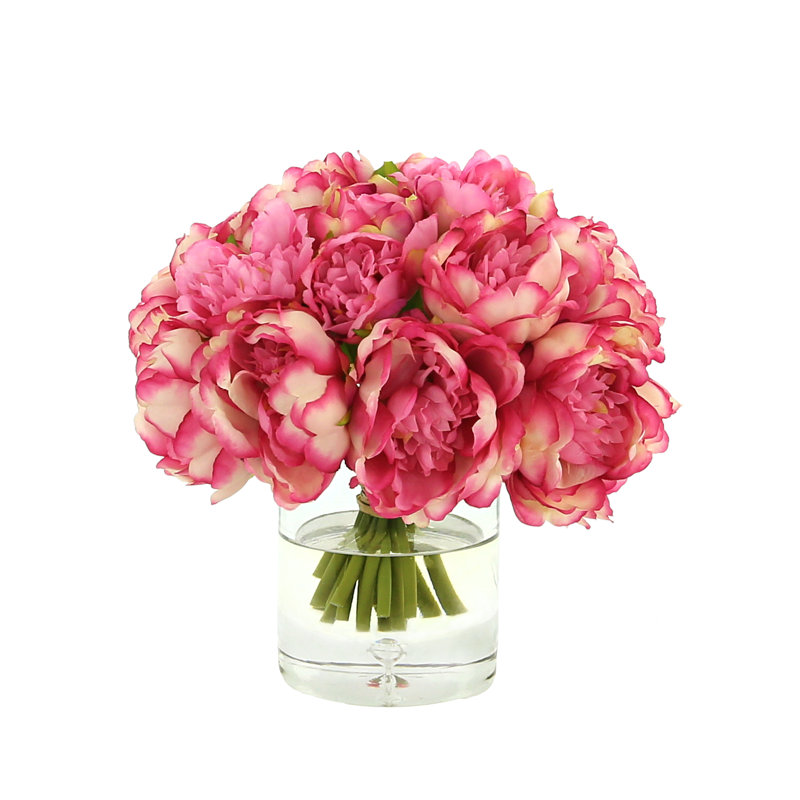 Peony Floral Arrangement In A Glass With Bubble