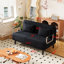 Fauteuil-lit convertible en velours noir de 55 po, canapé-lit à trois volets avec dossier et coussin réglables, canapé-lit de loisirs avec structure en acier robuste pour la maison et le bureau, fauteuil-lit confortable-129442231