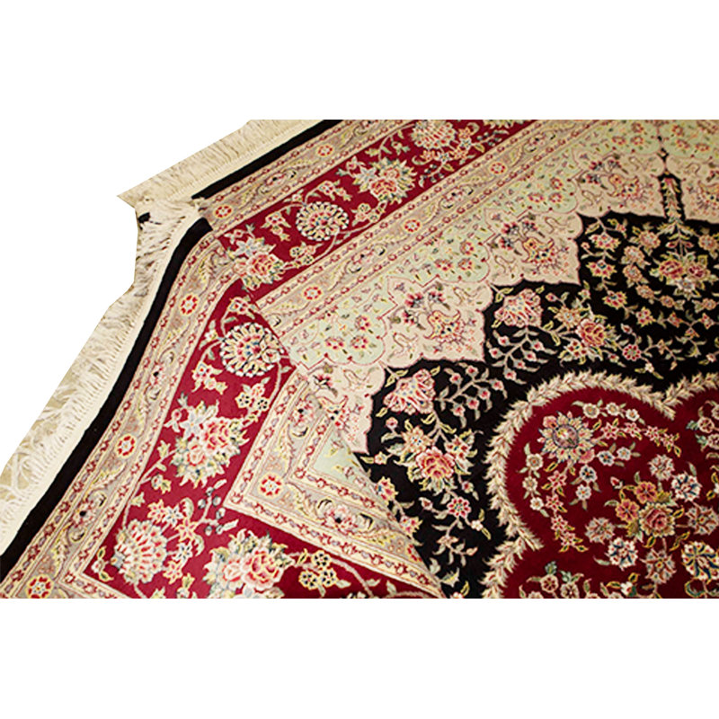 Tapis noir de haute qualité noué à la main