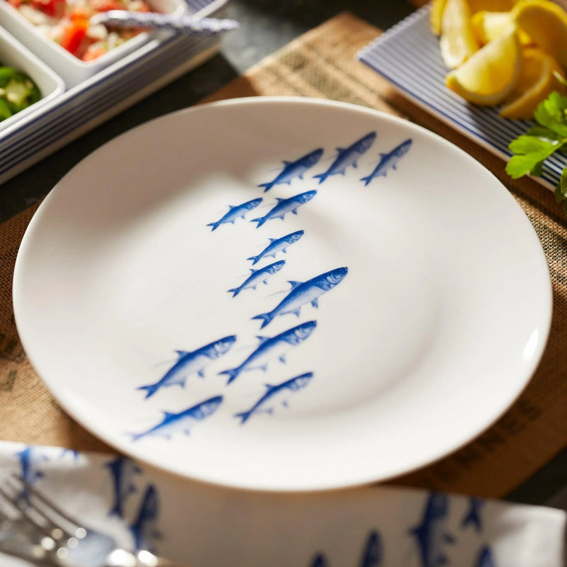 School Of Fish Porcelain Dinner Plate