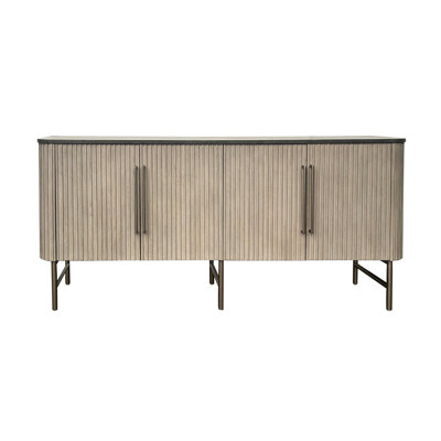 72 in. Gray Wooden 4 Door Media Credenza Sideboard