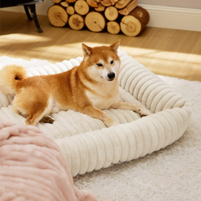 Bedsure ComfyFleece Cozy Orthopedic Dog Bed, Washable Corduroy Fleece with Removable Zipper Cover for Large Dogs