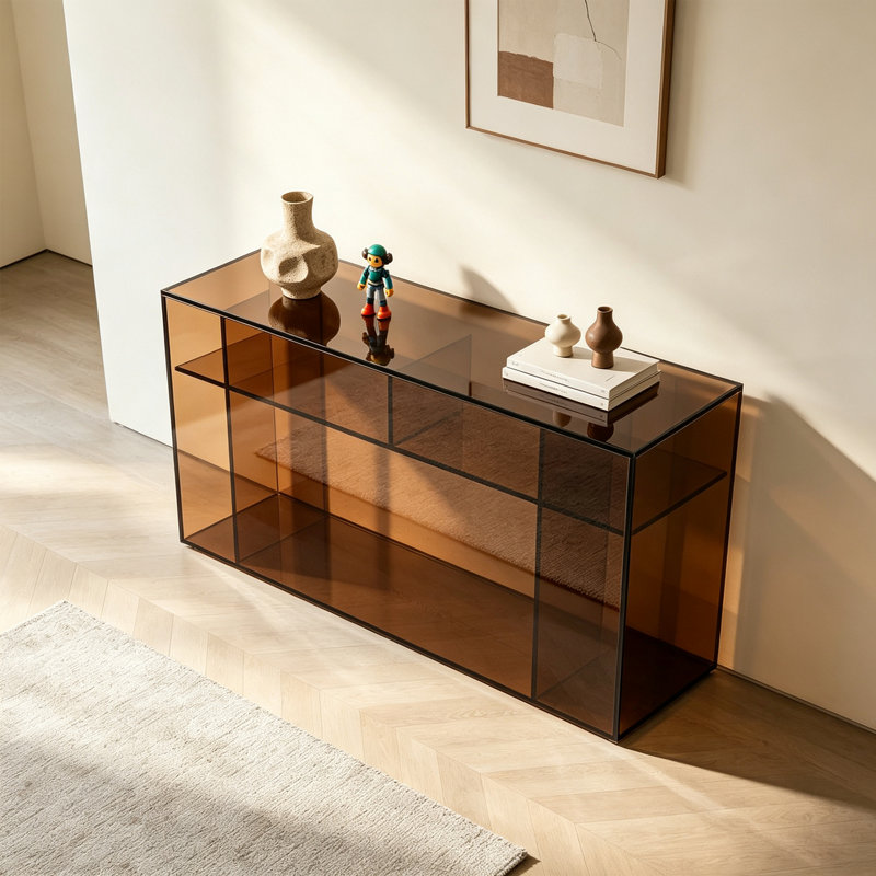 Sleek Acrylic Modern Console Table, 27.56" H x 47.24" W x 11.81" D
