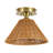 Cavello 1-Light Dimmable Woven Rattan Cone Flush Mount Ceiling Light