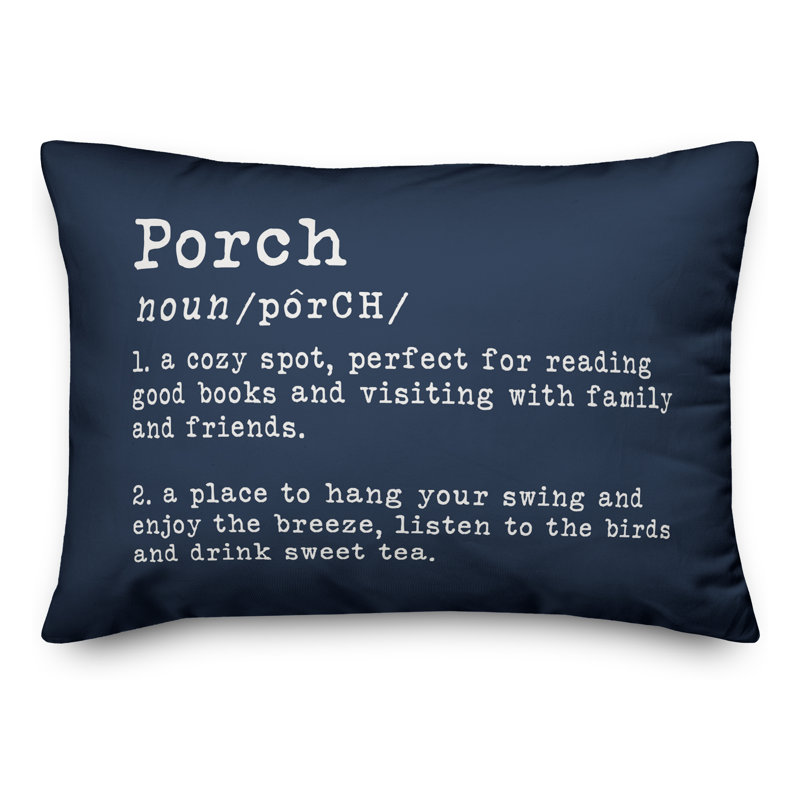 Textual Outdoor Throw Pillow, Navy