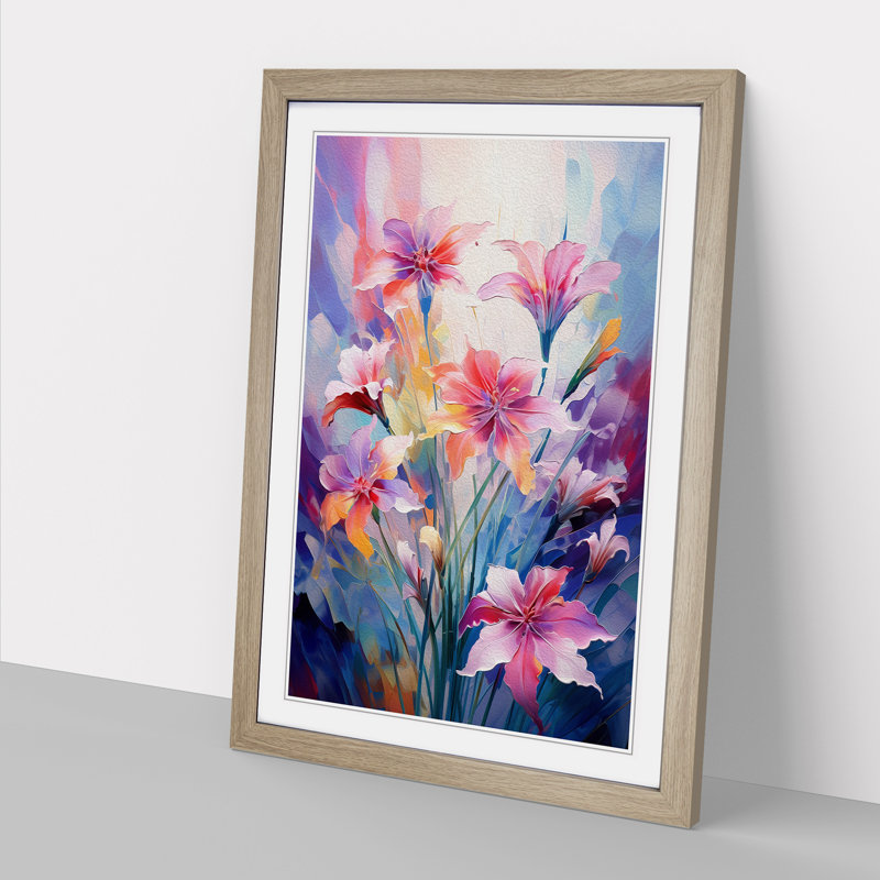 Wildflowers Futurism - Framed Print, Oak , 64cm H x 46cm W x 2cm D