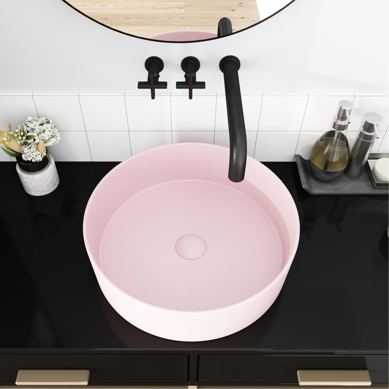 Lavabo vasque en céramique rose pour salle de bain - lavabo artistique, l 15,7 po x P 4,7 po, céramique, facile à nettoyer et fonctionnant magnifiquement en parfait état