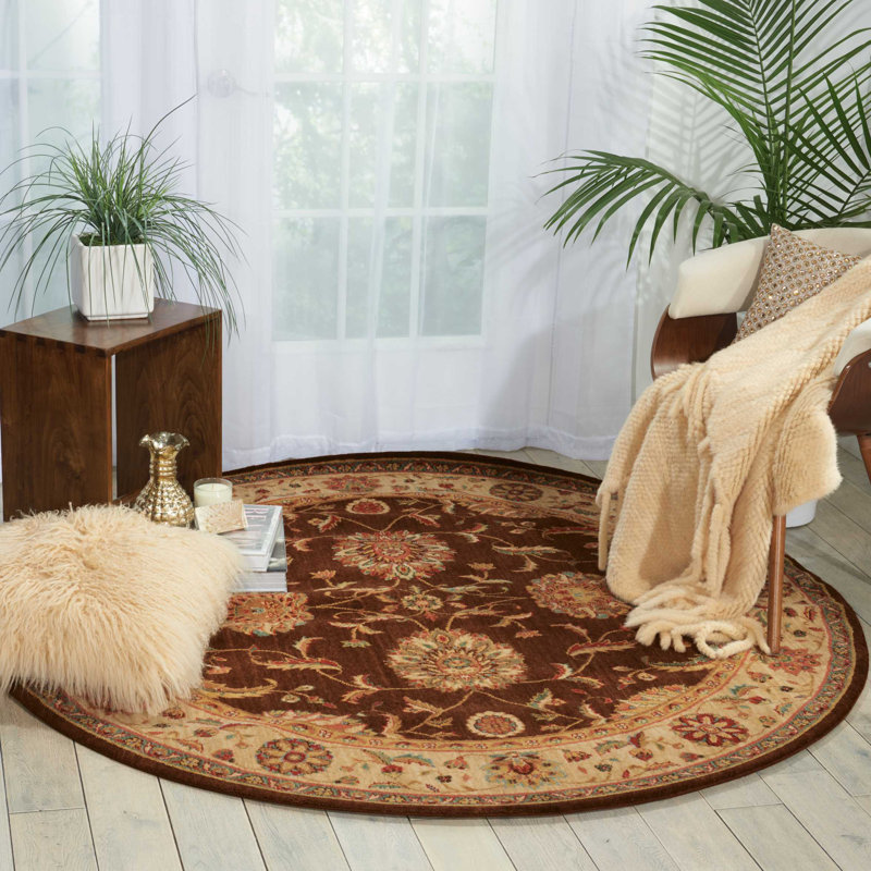 Tapis brun traditionnel Jessika, Rond 7 pi 10 po