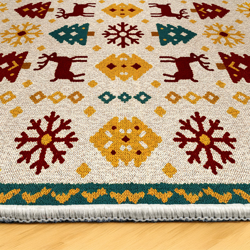 Trayas Collection Digital Print Cotton-Polyester Animal Print Colorful Rug, Runner 3'4" x 14'10"
