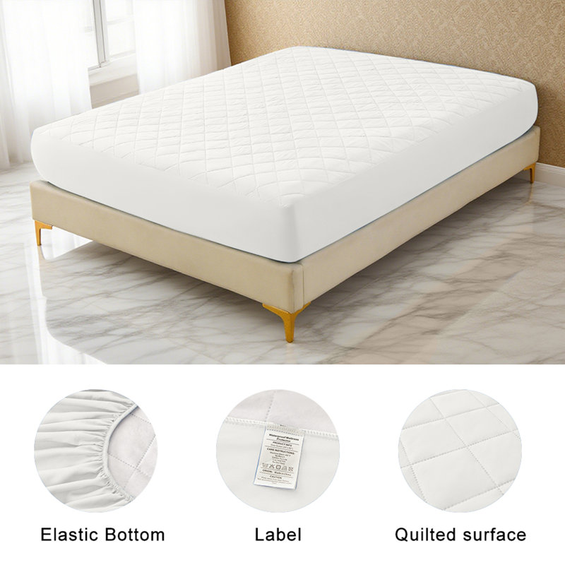 Waterproof And Thick Mattress Protective Pad - Breathable And Dustproof Fit Bed Sheet Design Skin Friendly Bed Cover Suitable For Home Dormitory And Hotel Use