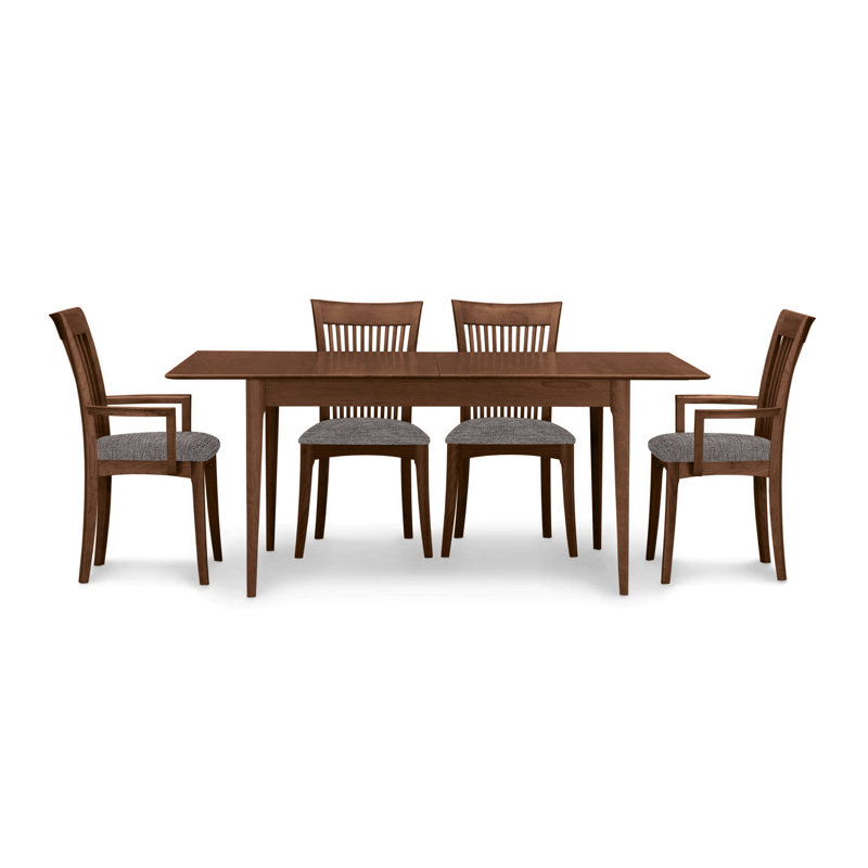 Sarah 4 - Person Solid Wood Top Four Leg Dining Set, Saddle Cherry, 30" H x 78" W x 40" D, Sterling Fabric