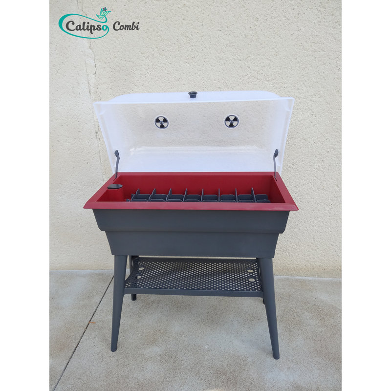 Planter, 50cm H x 81cm W x 39cm D, Grey/Cherry