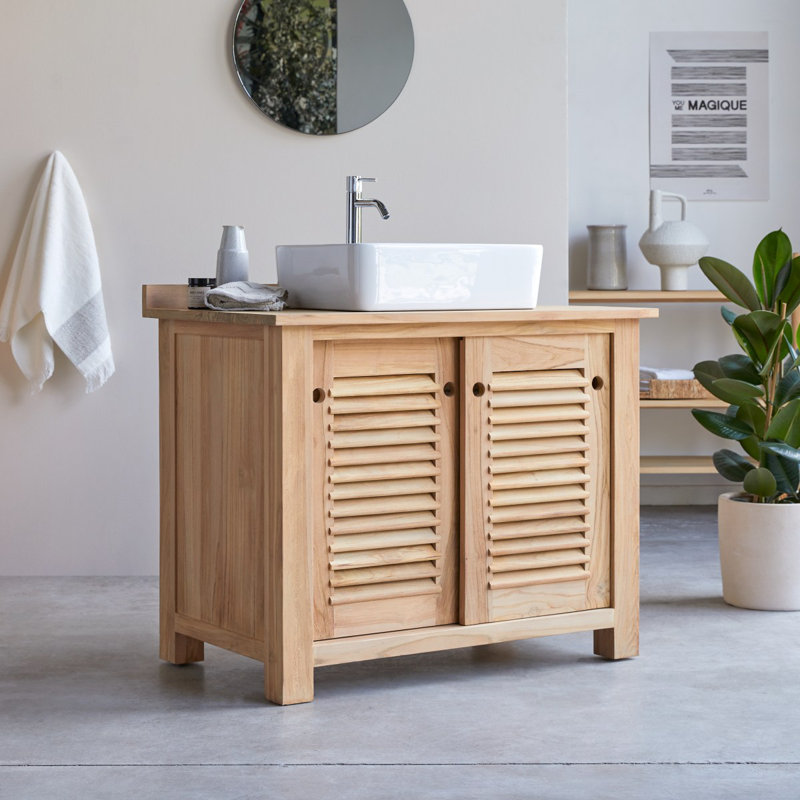 Coline 95cm Single Bathroom Vanity Base Only in Brown