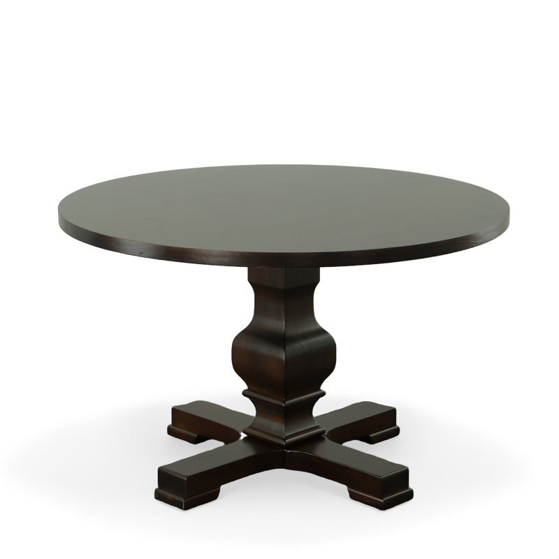 Elegant Black 47" Round Pedestal Dining Table with Spacious Seating for Four, Espresso