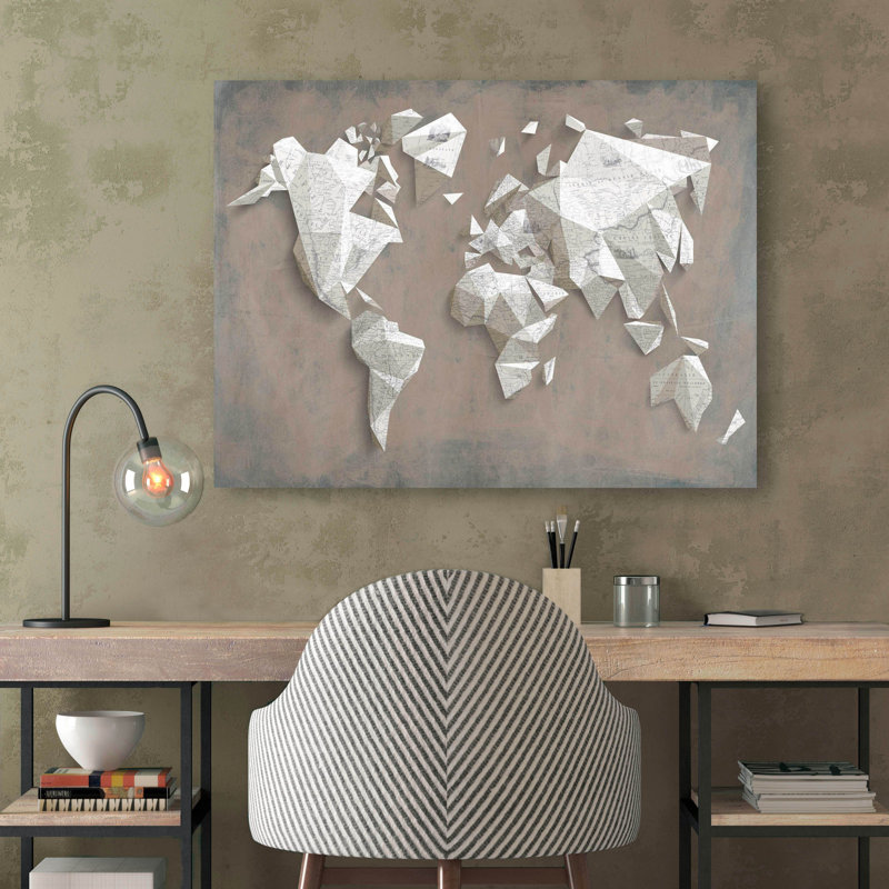 A Different World (Taupe) by Kaj Rama - Wrapped Canvas Print, 90cm H x 120cm W x 4cm D