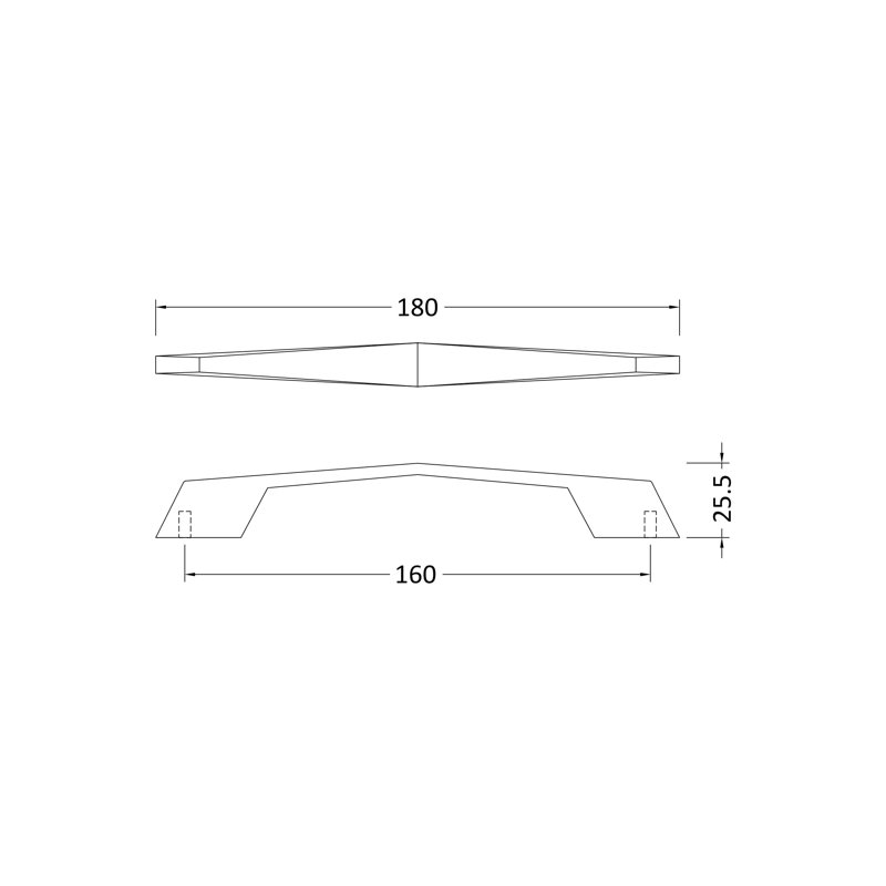 D Shaped 16cm Centre Bar Handle, Matt Black