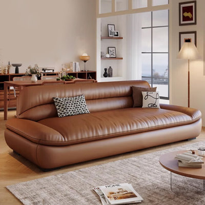 Brown Genuine Leather Standard Sofa