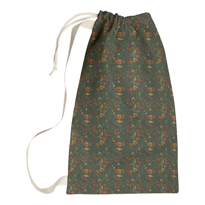 Fabric Laundry Bag with Handles, Small (29" H x 18" W x 1" D), Green/Orange/Red